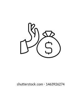 Bribe, hand, money icon. Element of corruption icon. Thin line icon for website design and development, app development. Premium icon