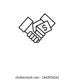 Bribe, hand shake icon. Element of corruption icon. Thin line icon for website design and development, app development. Premium icon