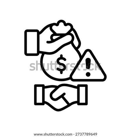 Bribe Handshake Icon Line Vector Illustration