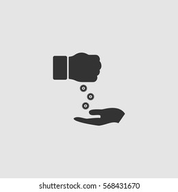 Bribe icon flat. Black pictogram on grey background. Vector illustration symbol