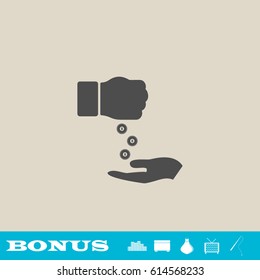 Bribe icon flat. Grey pictogram on light background. Vector illustration symbol and bonus button real estate, ottoman, vase, tv, fishing rod