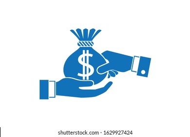 Bribe icon flat. Illustration isolated vector sign symbol blue color version