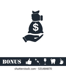 Bribe icon icon flat. Vector illustration symbol and bonus pictogram