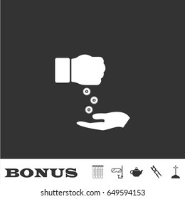 Bribe icon flat. White pictogram on black background. Vector illustration symbol and bonus icons