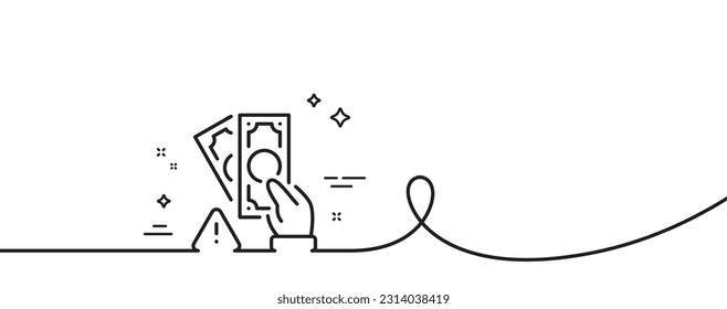 Bribe line icon. Continuous one line with curl. Money fraud crime sign. Cash scam symbol. Bribe single outline ribbon. Loop curve pattern. Vector