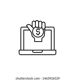 Bribe, notebook, hand icon. Element of corruption icon. Thin line icon for website design and development, app development. Premium icon