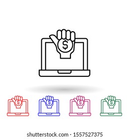Bribe, notebook, hand multi color icon. Simple thin line, outline vector of corruption icons for ui and ux, website or mobile application