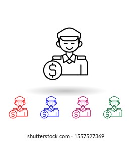 Bribe, policeman, multi color icon. Simple thin line, outline vector of corruption icons for ui and ux, website or mobile application