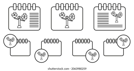 Soborno, escalas , icono del vector oro en la ilustración del conjunto de calénder para ui y ux, sitio web o aplicación móvil