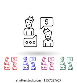 Bribe, talk, man multi color icon. Simple thin line, outline vector of corruption icons for ui and ux, website or mobile application
