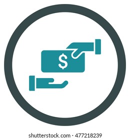 Bribe vector bicolor rounded icon. Image style is a flat icon symbol inside a circle, soft blue colors, white background.