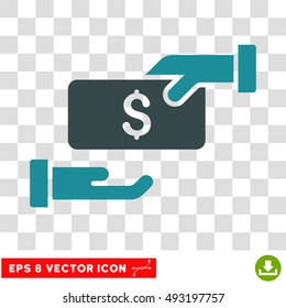 Bribe vector icon. Image style is a flat soft blue iconic symbol.