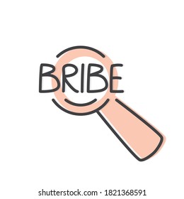 bribe word and magnifier icon- vector illustration