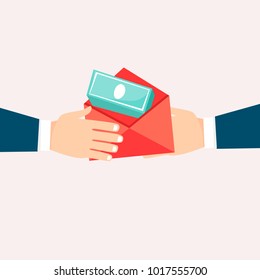 Bribe-giving. Flat design vector illustration.