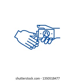 Bribe,gratuity,pension Line Icon Concept. Bribe,gratuity,pension Flat  Vector Symbol, Sign, Outline Illustration.