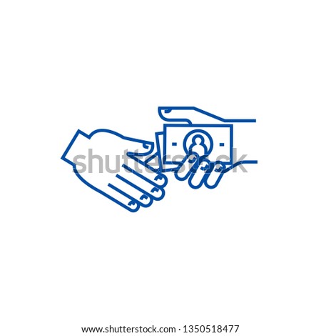 Bribe,gratuity,pension line icon concept. Bribe,gratuity,pension flat  vector symbol, sign, outline illustration.