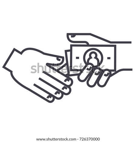 bribe,gratuity,pension vector line icon, sign, illustration on background, editable strokes