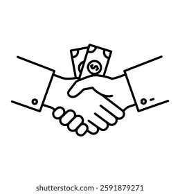 Bribery Handshake with Hidden Cash and Corruption Business Deal