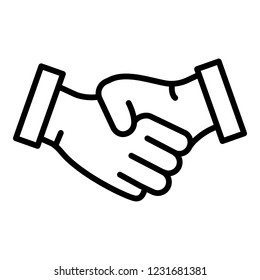 Bribery handshake icon. Outline bribery handshake vector icon for web design isolated on white background