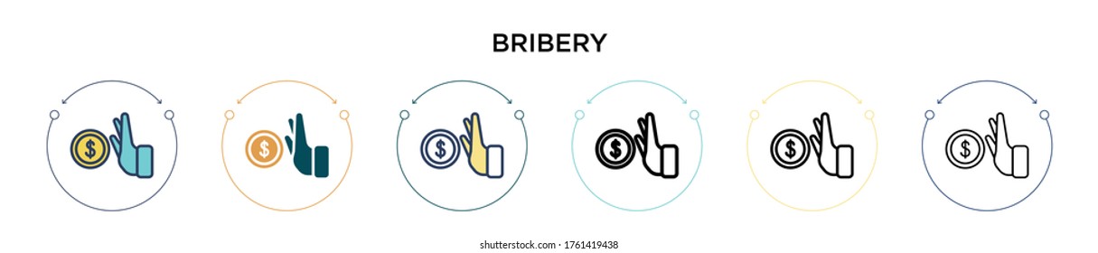 Icono de soborno en estilo relleno, delgado, contorno y trazo. Ilustración vectorial de dos iconos vectores de soborno en color y negro se puede usar para móviles, ui, web