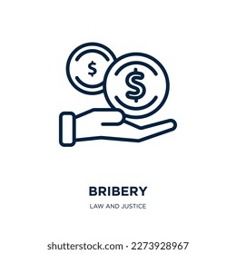 bribery icon from law and justice collection. Thin linear bribery, money, wealth outline icon isolated on white background. Line vector bribery sign, symbol for web and mobile