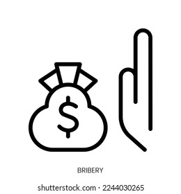 bribery icon. Line Art Style Design Isolated On White Background