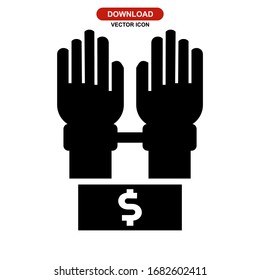 Icono de soborno o logotipo símbolo de signo aislado ilustración vectorial - iconos vectoriales de estilo negro de alta calidad
