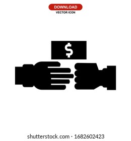 Icono de soborno o logotipo símbolo de signo aislado ilustración vectorial - iconos vectoriales de estilo negro de alta calidad
