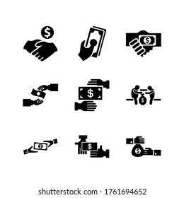 icono de soborno o logotipo símbolo de señas aislado ilustración vectorial - Colección de iconos vectoriales de estilo negro de alta calidad
