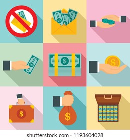 Bribery icon set. Flat set of bribery vector icons for web design