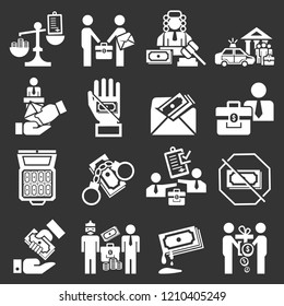Bribery icon set. Simple set of bribery vector icons for web design on gray background