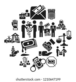 Bribery icon set. Simple set of bribery vector icons for web design on white background