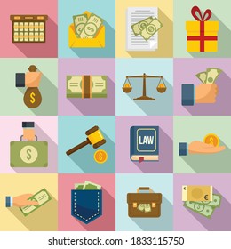 Bribery icons set. Flat set of bribery vector icons for web design