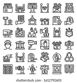 Bribery icons set. Outline set of bribery vector icons for web design isolated on white background