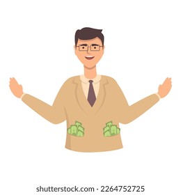 Vector de dibujos animados de iconos de lobbistas de soborno. Reunión de negocios. Depósito de vestíbulo
