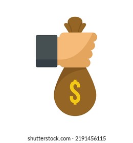 Bribery money bag icon. Flat illustration of bribery money bag vector icon isolated on white background