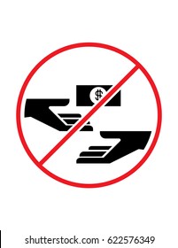 Bribery not allowed vector sign