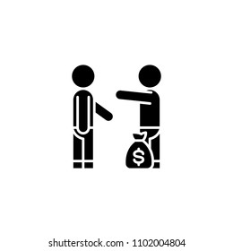 Bribery payment black icon concept. Bribery payment flat  vector symbol, sign, illustration.