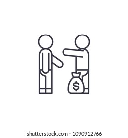 Bribery payment linear icon concept. Bribery payment line vector sign, symbol, illustration.