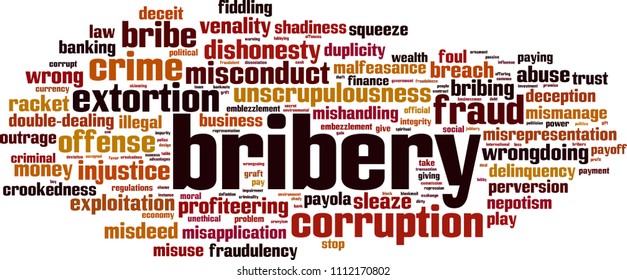 Bribery word cloud concept. Vector illustration