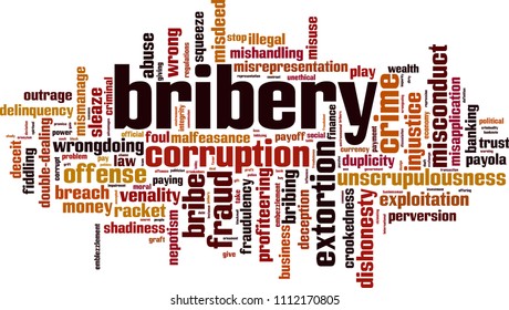 Bribery word cloud concept. Vector illustration