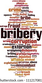 Bribery word cloud concept. Vector illustration