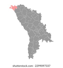 Briceni District map, province of Moldova. Vector illustration.