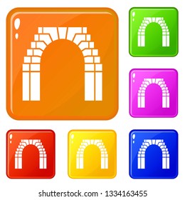 Brick arch icons set collection vector 6 color isolated on white background