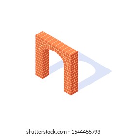 Brick arch isometric. Masonry icon in flat style. Vector illustration on a white background.
