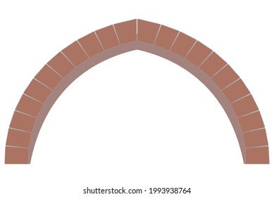 Brick arches. Masonry icons in flat style. Vector illustration on a white background.  For video games and architectural drawings. For restoration work of old historical buildings
