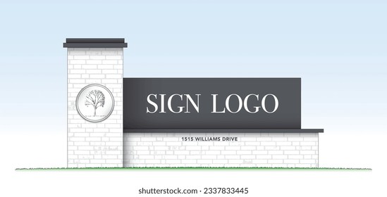 Brick architectural monument sign blank for mockup