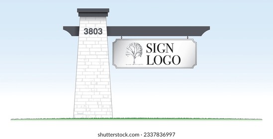 Brick architectural right angle sign blank for mockup