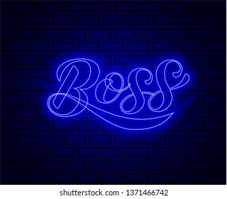 Brick Background Boss Neon Lettering Vector Stock Vector (Royalty Free