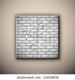 Brick background on puzzle. Eps 10